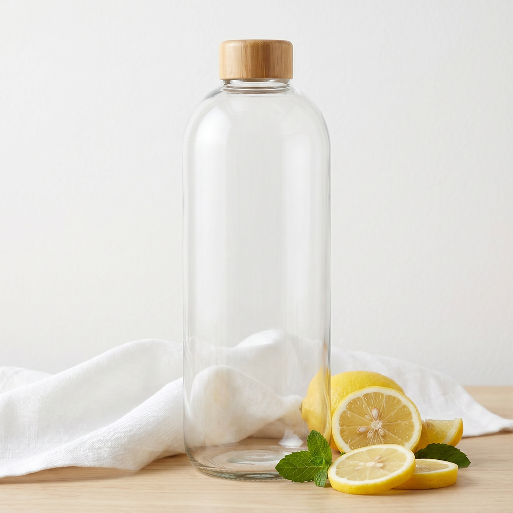 Bamboo Lid Glass Bottle
