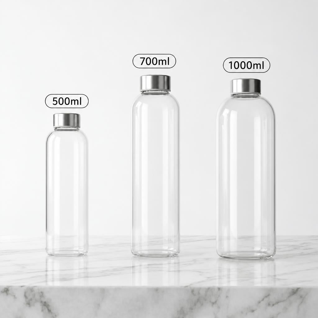 Stainless Steel Lid Glass Bottle