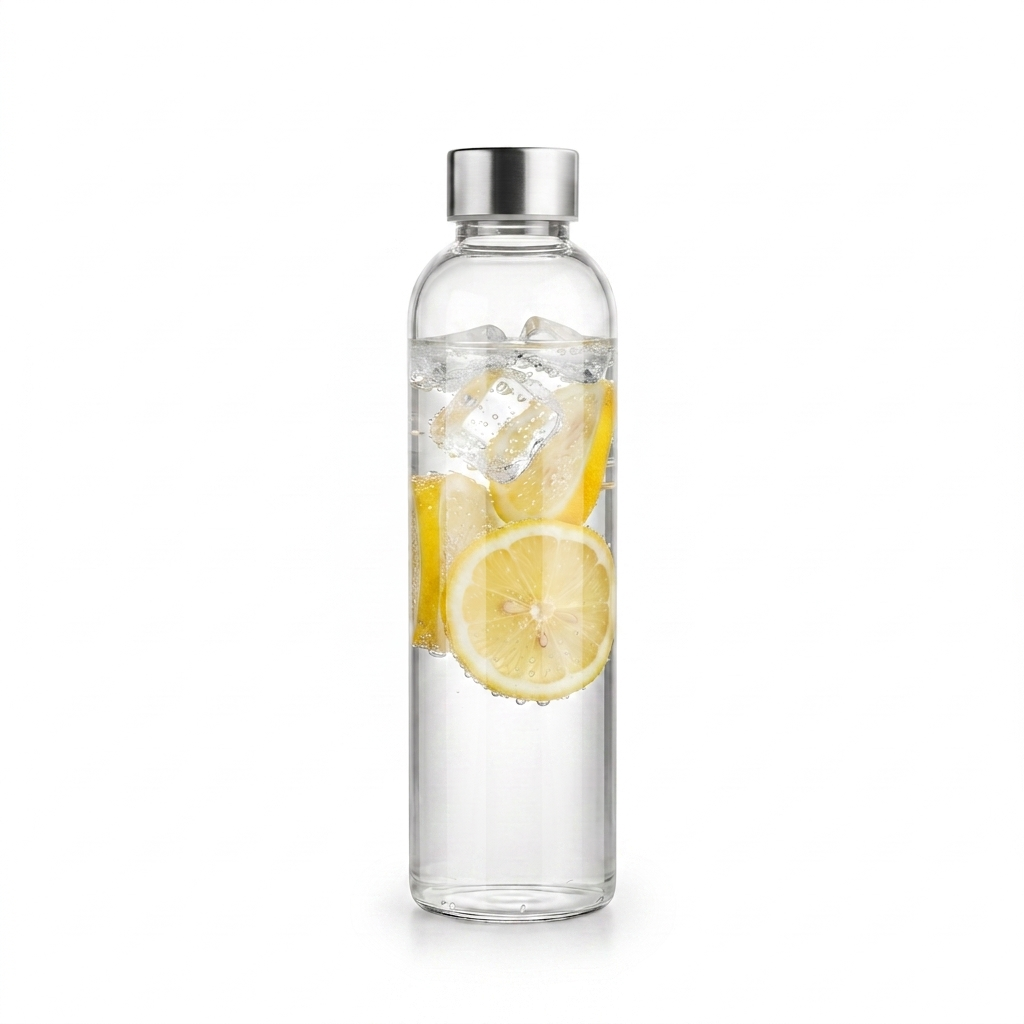 Stainless Steel Lid Glass Bottle