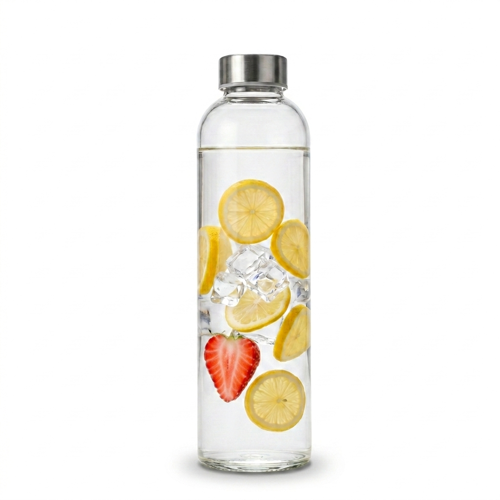 Stainless Steel Lid Glass Bottle