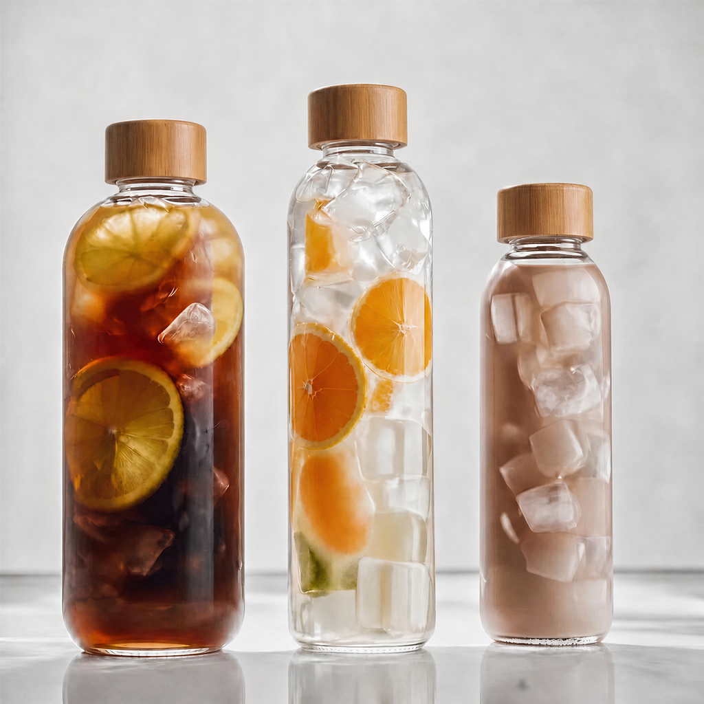 Bamboo Lid Glass Bottle