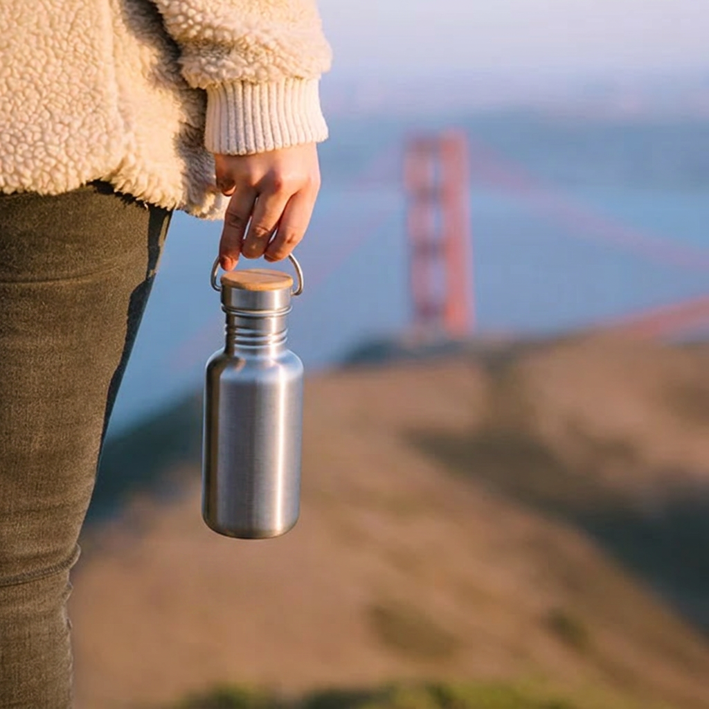Bamboo Lid Stainless Steel Bottle