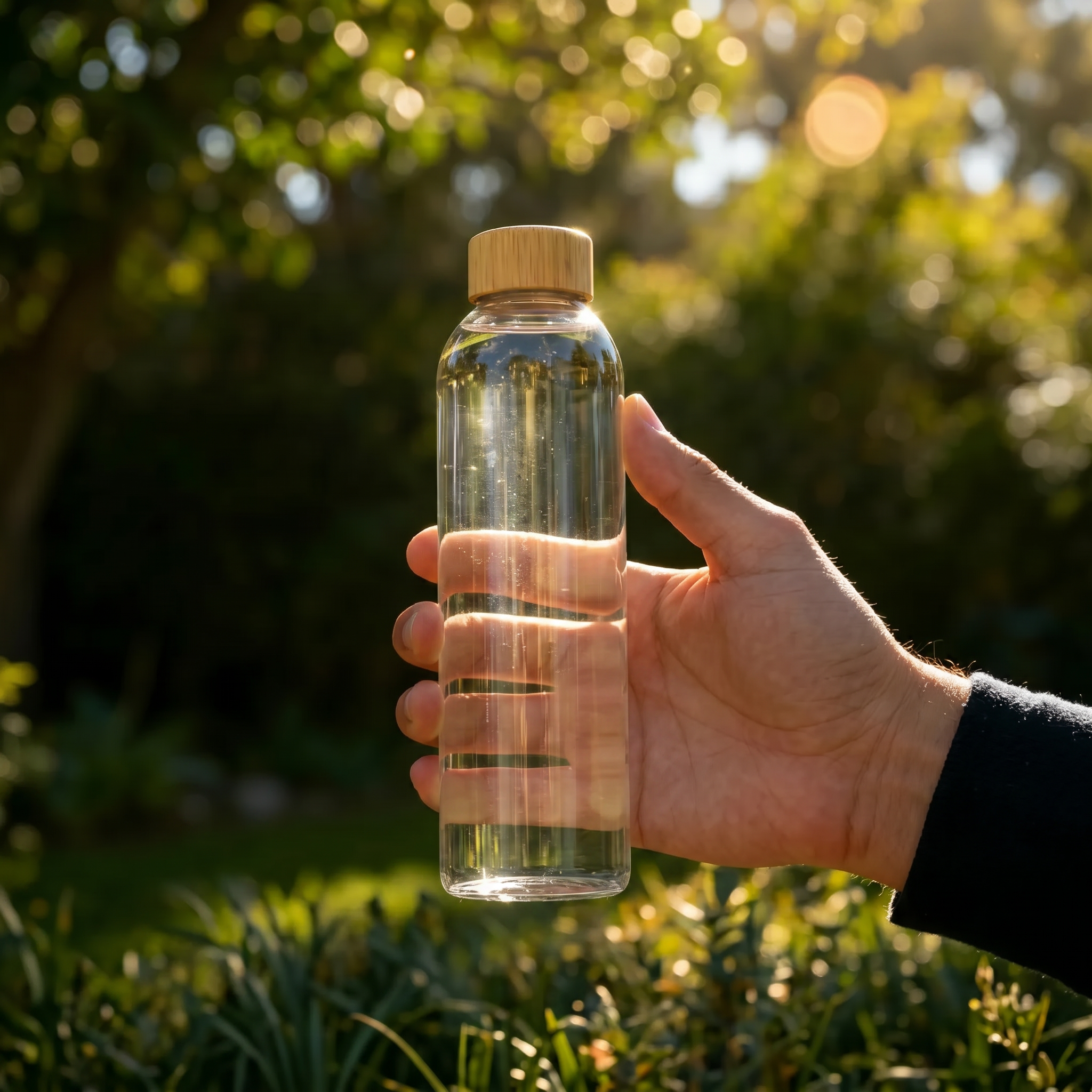Bamboo Lid Glass Bottle
