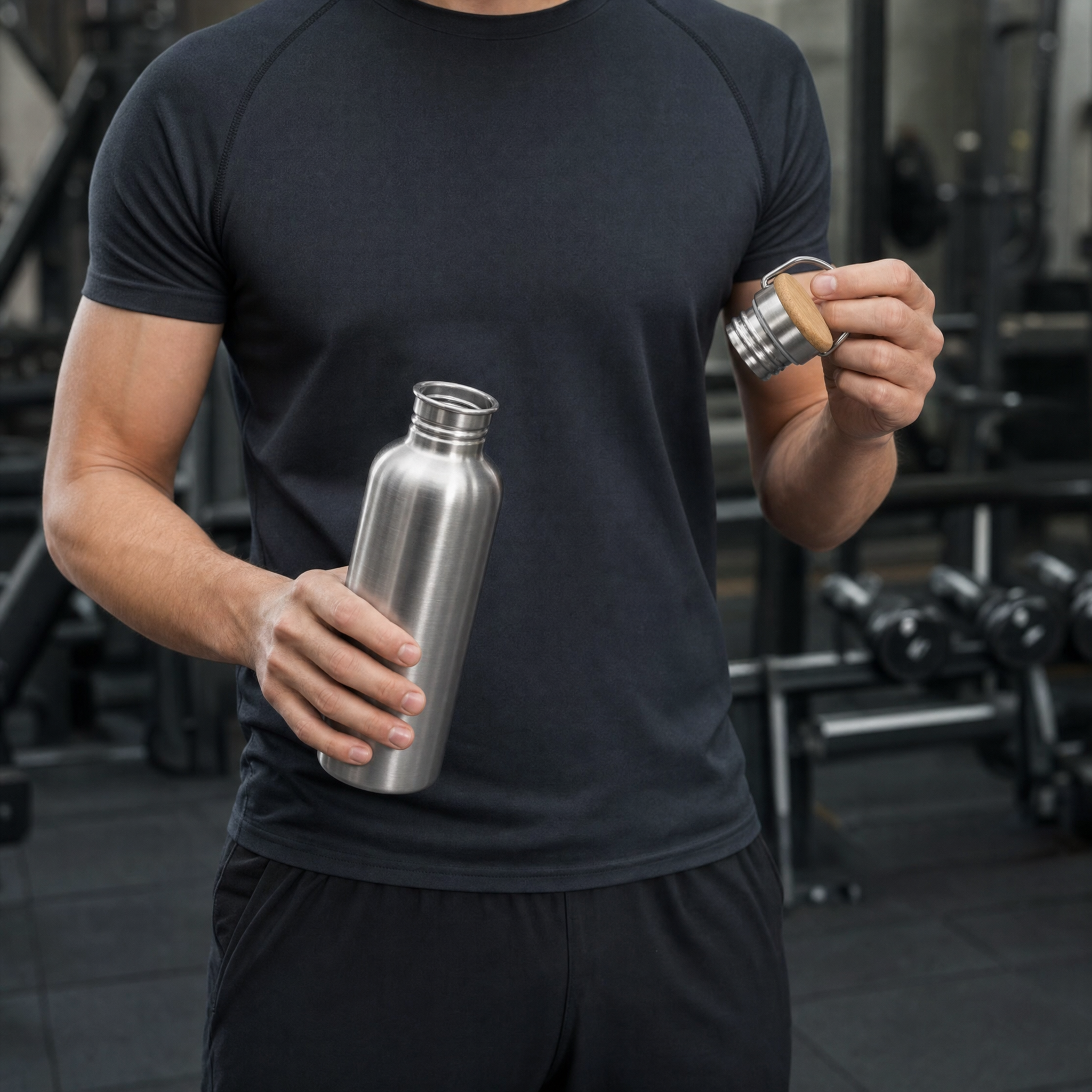 Bamboo Lid Stainless Steel Bottle